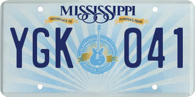 MS license plate YGK041