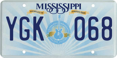 MS license plate YGK068
