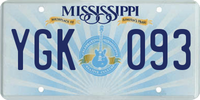 MS license plate YGK093