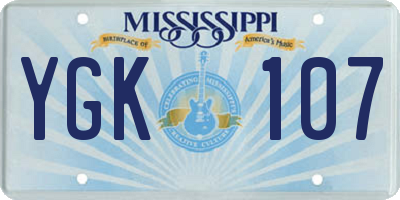 MS license plate YGK107