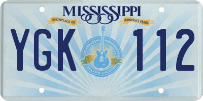 MS license plate YGK112
