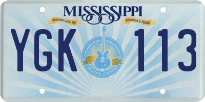MS license plate YGK113