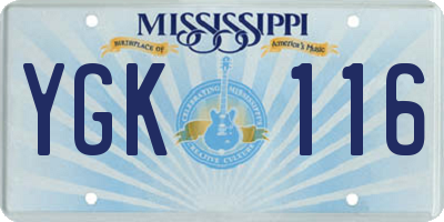 MS license plate YGK116