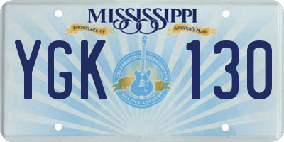 MS license plate YGK130