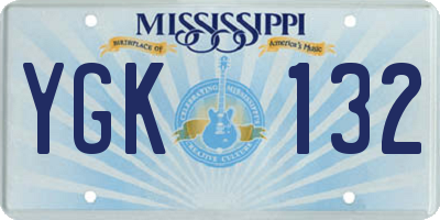MS license plate YGK132