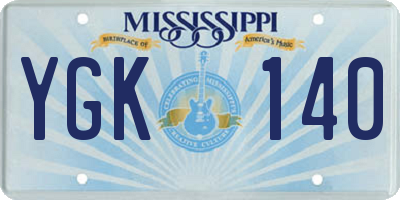 MS license plate YGK140