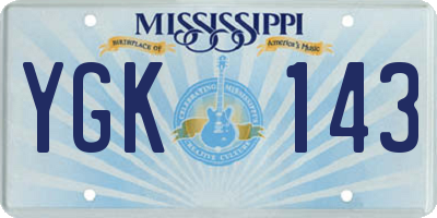 MS license plate YGK143