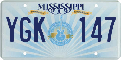 MS license plate YGK147