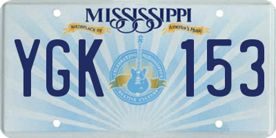 MS license plate YGK153
