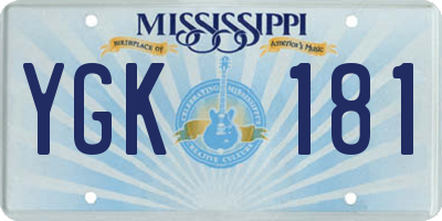MS license plate YGK181