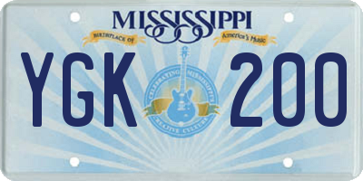 MS license plate YGK200
