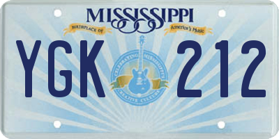 MS license plate YGK212