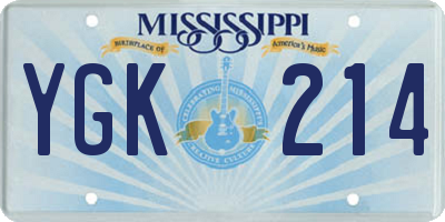 MS license plate YGK214
