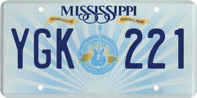 MS license plate YGK221