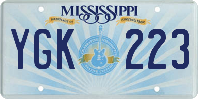 MS license plate YGK223