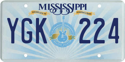 MS license plate YGK224