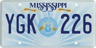 MS license plate YGK226