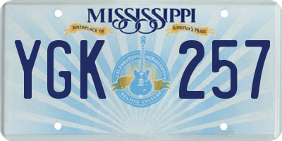 MS license plate YGK257