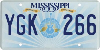 MS license plate YGK266