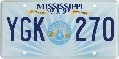 MS license plate YGK270