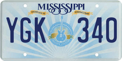 MS license plate YGK340