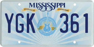 MS license plate YGK361