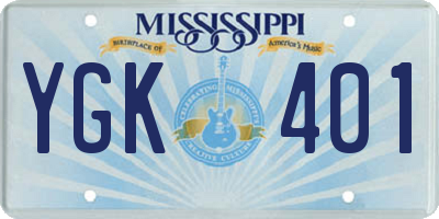 MS license plate YGK401