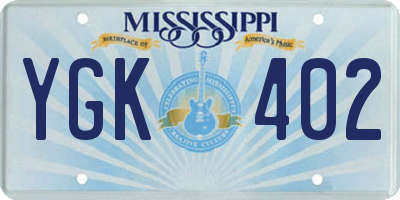 MS license plate YGK402