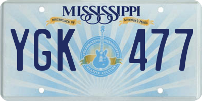 MS license plate YGK477