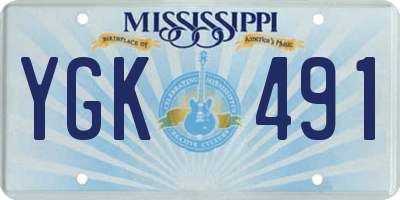 MS license plate YGK491