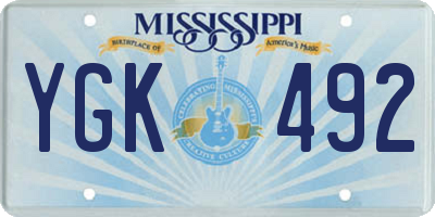 MS license plate YGK492