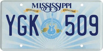 MS license plate YGK509