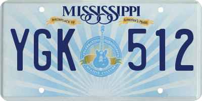 MS license plate YGK512
