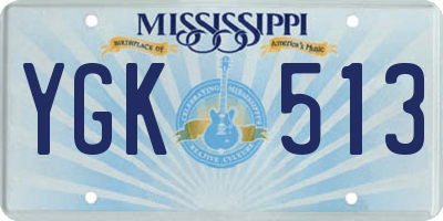 MS license plate YGK513