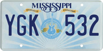 MS license plate YGK532