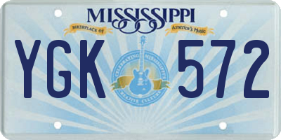 MS license plate YGK572