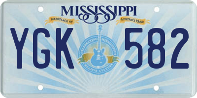 MS license plate YGK582