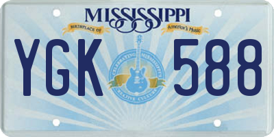 MS license plate YGK588