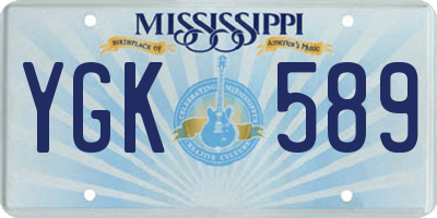 MS license plate YGK589