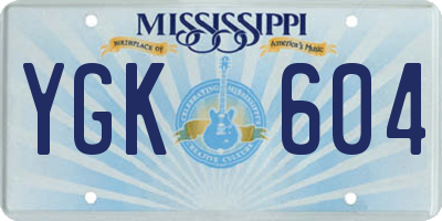 MS license plate YGK604