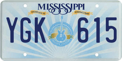 MS license plate YGK615