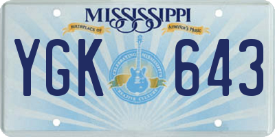 MS license plate YGK643