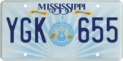 MS license plate YGK655