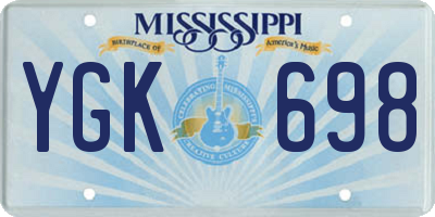 MS license plate YGK698