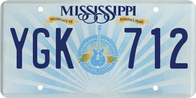 MS license plate YGK712