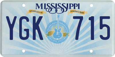 MS license plate YGK715