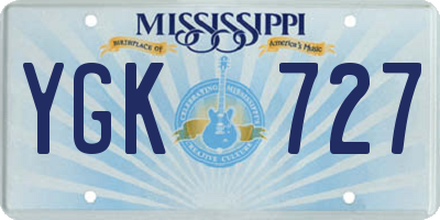 MS license plate YGK727