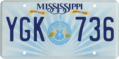MS license plate YGK736