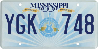 MS license plate YGK748