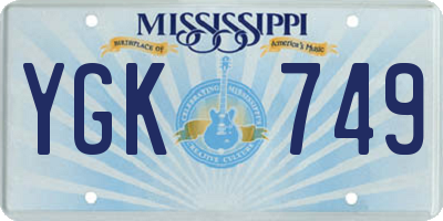 MS license plate YGK749